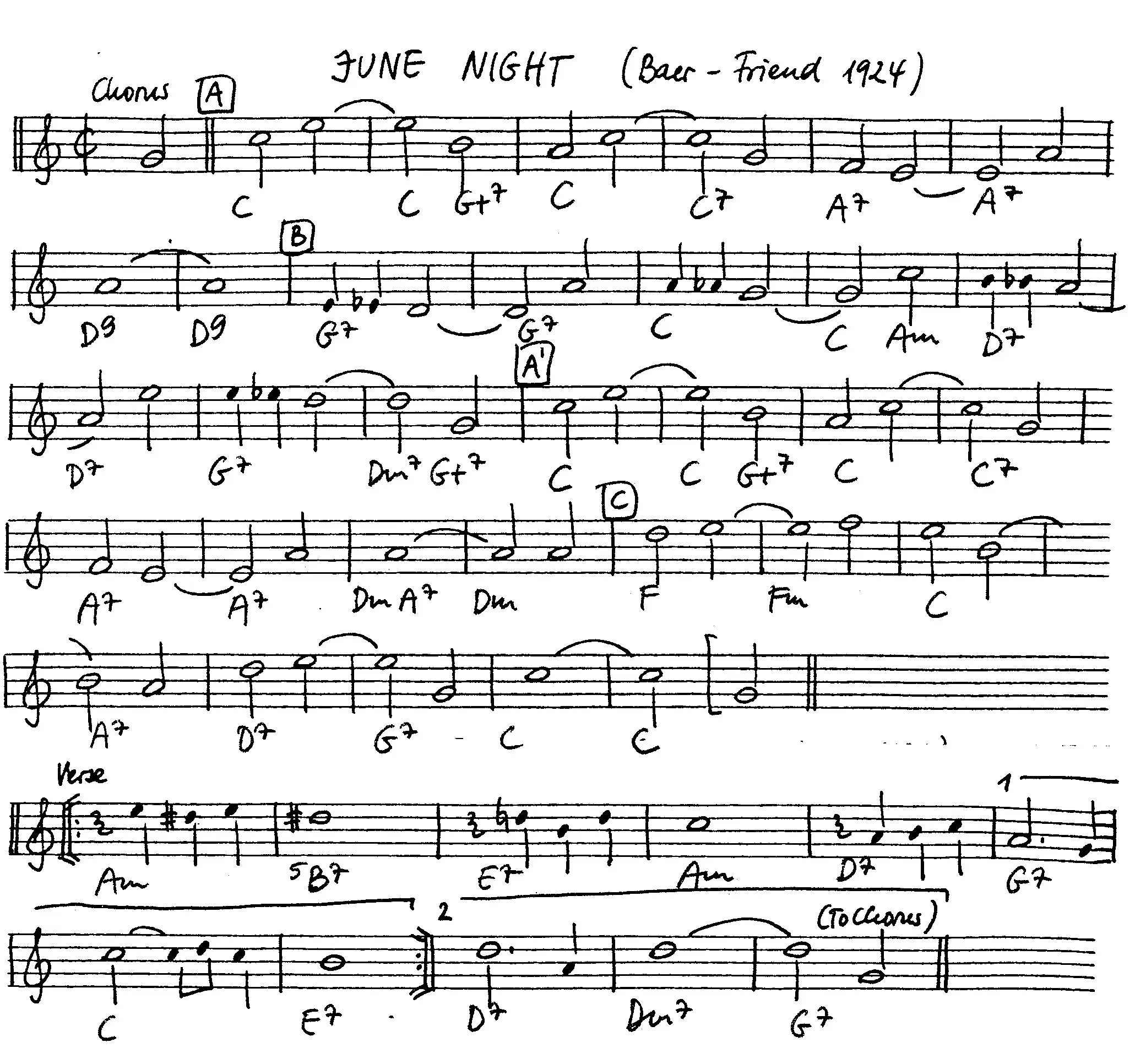 june night free jazz leadsheet - Courtesy of the Jungle Jazz Band
